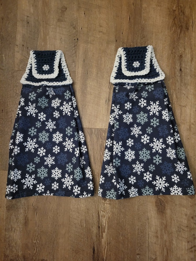 SNOWFLAKES CROCHET HANGING KITCHEN TOWELS