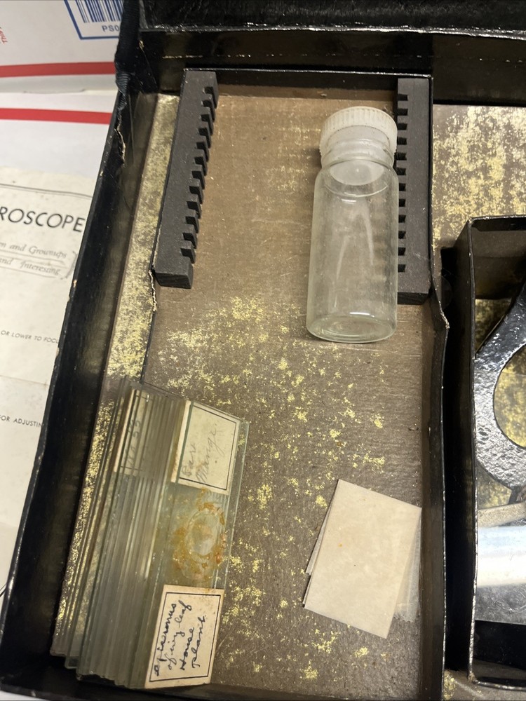 Antique 1920s 30s Microset Toy Microscope set w/ box science