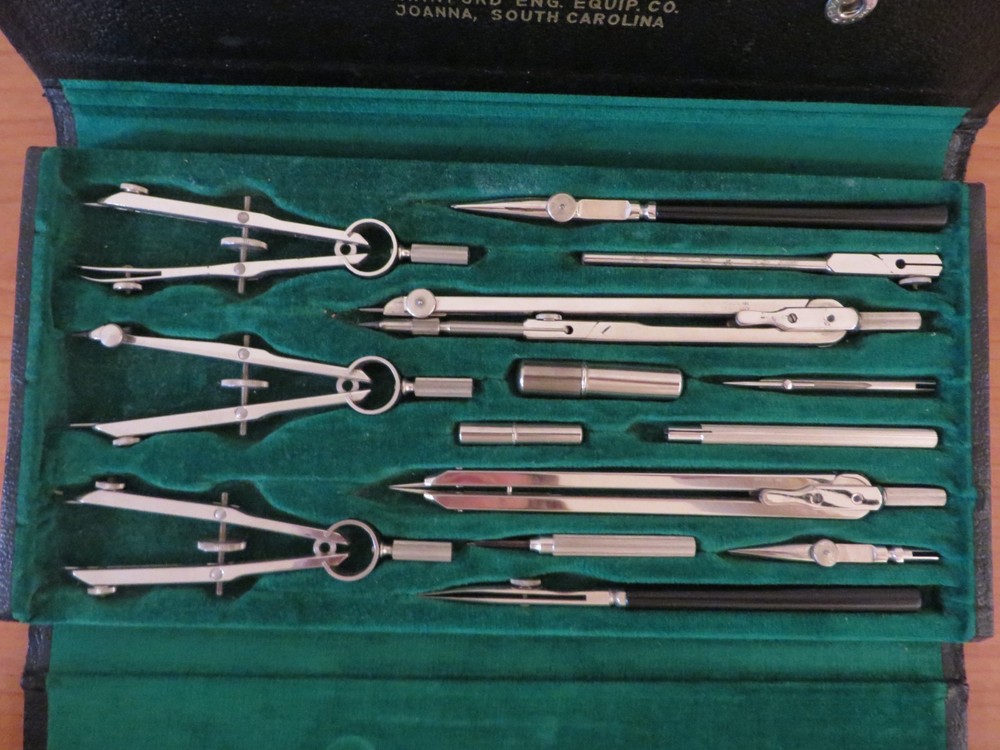 Vintage Protractor Set Complete + Spare Parts Drafting Engineering Tools Germany