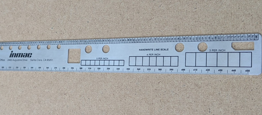 Vintage Inmac 18" Etched Data Processing Form Ruler Computer Layout Punch Cards