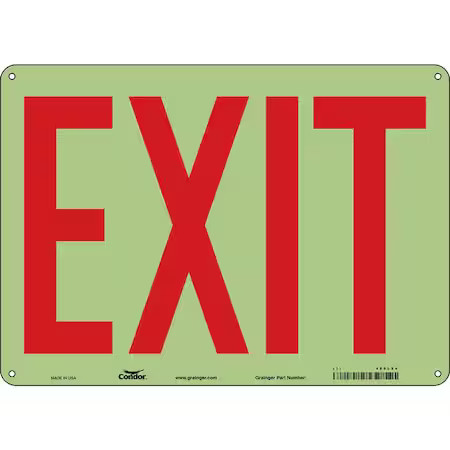 Condor 480L84 Exit Sign, Plastic, 14" W, 10" H, Exit, White