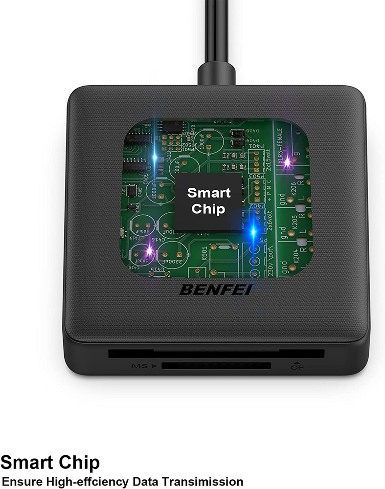 Memory Card Reader, 4In1 USB USB-C to SD Micro SD MS CF Card Reader Adapter Com