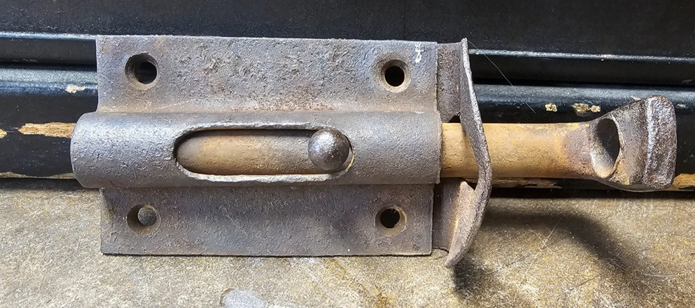 Rustic Iron Slide Bolt Latch, Vintage Door Hardware Lock