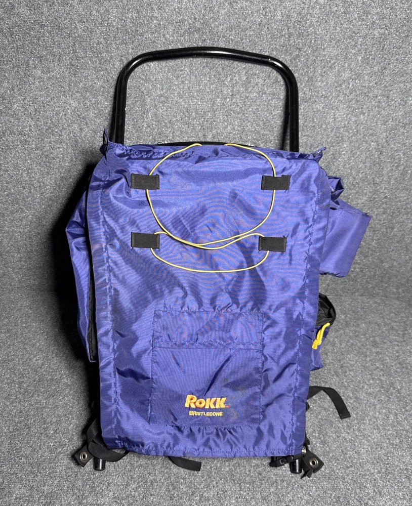 Rokk Bristlecone External Frame Hiking Backpack Blue Trail Camping Pack