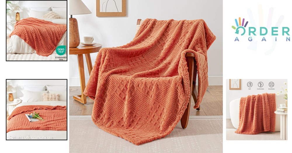 Fleece Throw Blanket Flannel 50x60 Waffle Patchwork Jacquard Cozy Soft