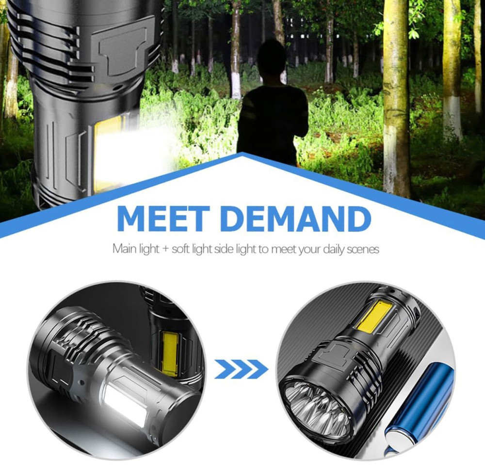 Super Bright 12000000LM Torch 8 LED Flashlight USB Rechargeable Tactical lights