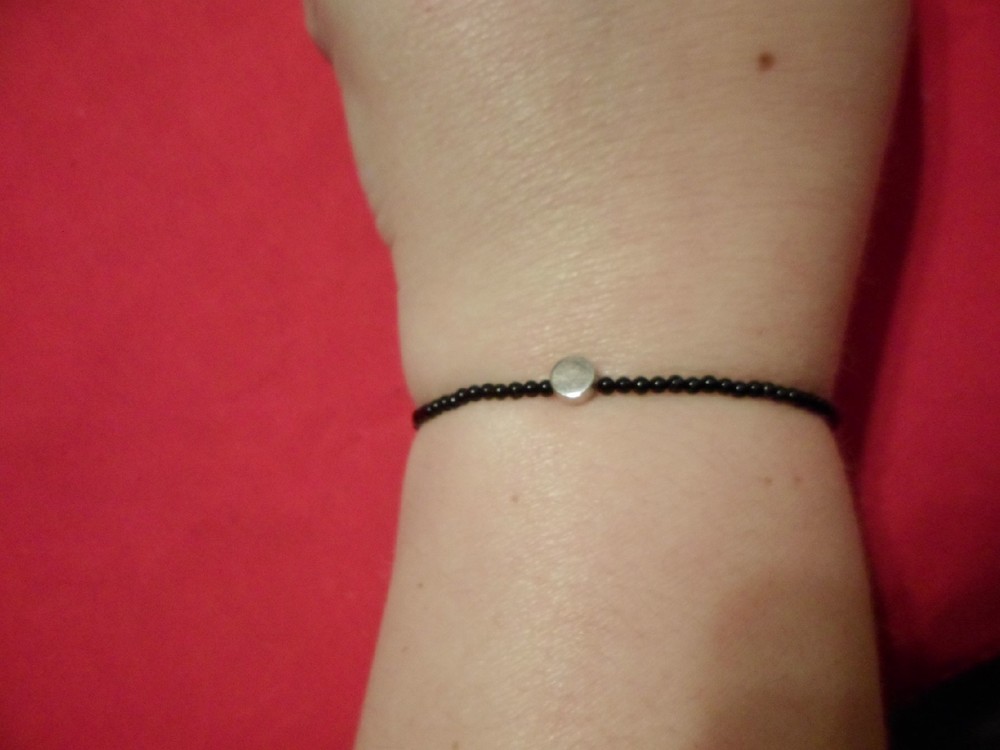 Black Agate Copper Chakra Bracelet - Stretchable