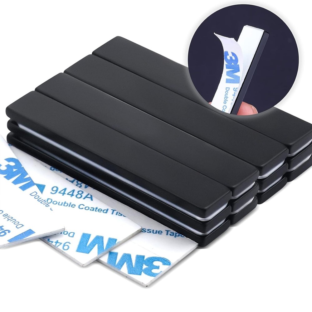 Neodymium Bar Magnets, 6 Pack, Rust-Resistant with Double-Sided Adhesive