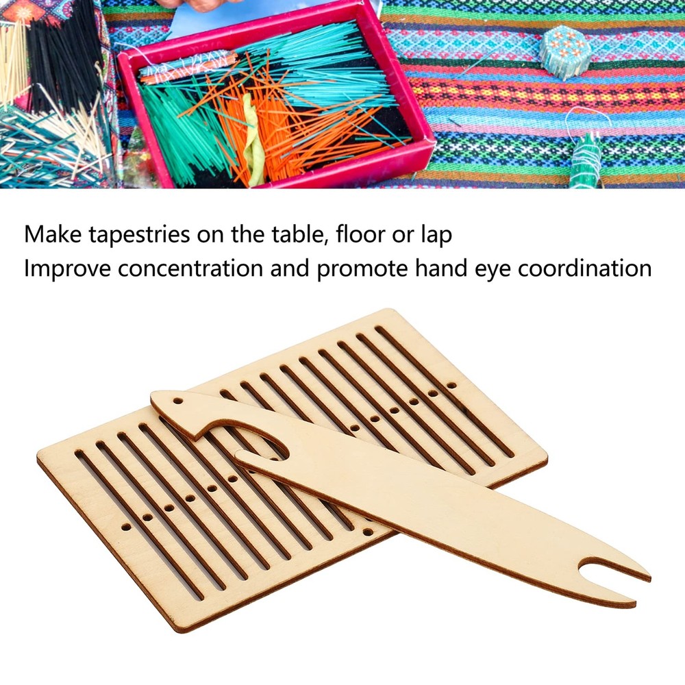 Wooden Weaving Kit with Heddle & Shuttle Backstrap Tools for Beginners Home Craf