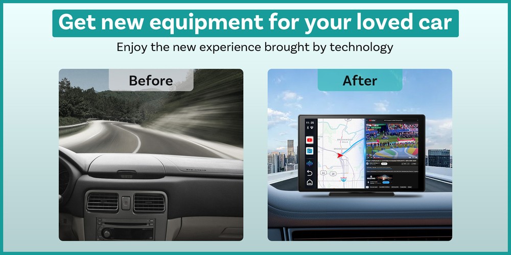 Ottocast 9" Car Touchscreen Wireless CarPlay+Android Streaming w/Youtube+TK