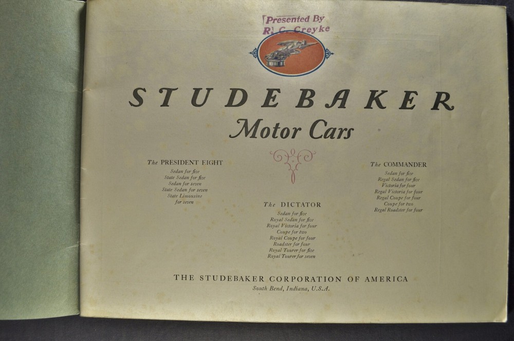 1928 Studebaker Catalog Commander Dictator President 8 Nice Original Late 28
