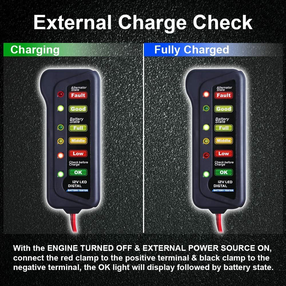 12V Battery Load Tester car autocycle marine Alternator analyzer Diagnostic tool