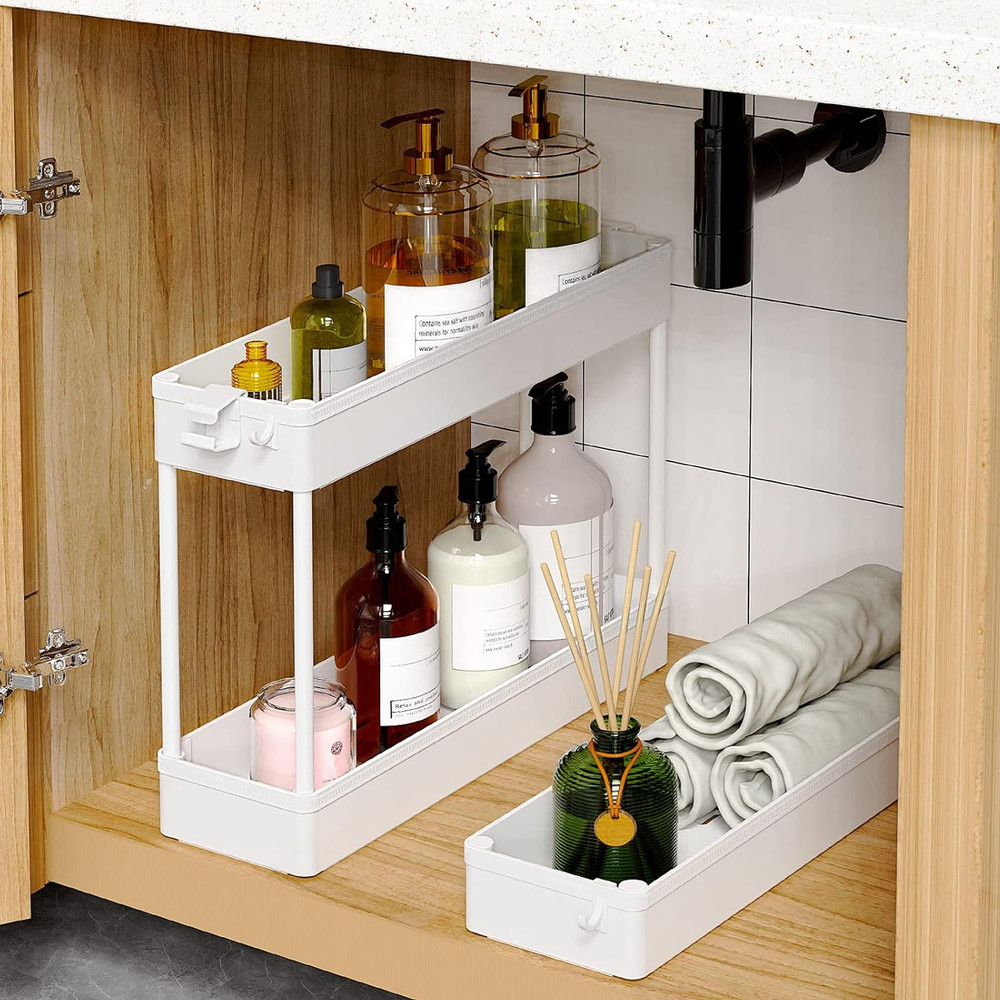 Slim Rolling Storage Cart, 3 Tier Bathroom Storage Organizer Laundry Room