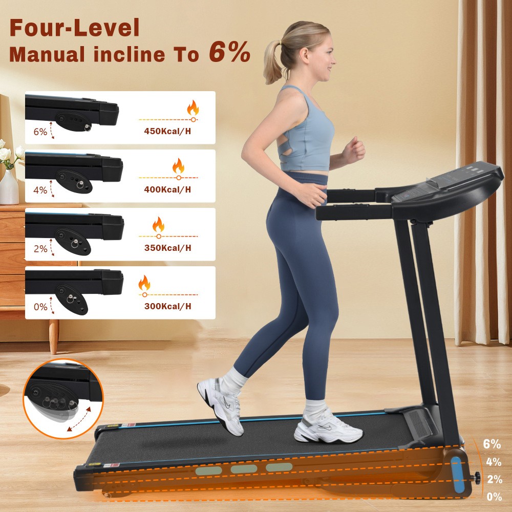 Home Treadmill w/Incline 3.5HP - Foldable, Bluetooth, HR Sensor, USB-C