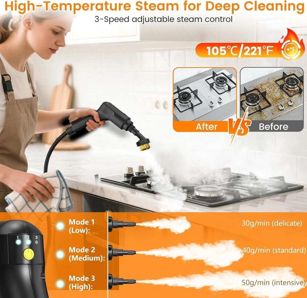 Professional-Grade Deep Cleaning Steamer
