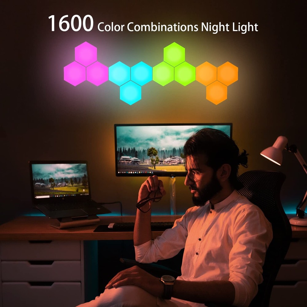 YXQUA Hexagonal Wall Light Modular Touch Sensitive Lights Creative Geometry A...