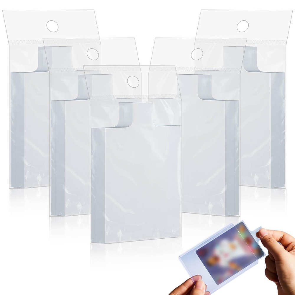 500 Pack Tabbed Sleeves Holders with Pull Tab Trading Card Sleeves for Gradin.