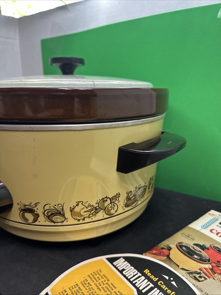 VINTAGE RIVAL Crock-Pot 5 Quart Removable Stoneware Slow Cooker Retro WORKING