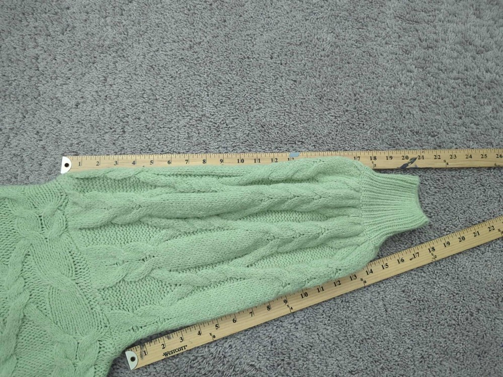 Altar'd State Pullover Womens Small Green Cropped Sweater Long Sleeve Cable Knit