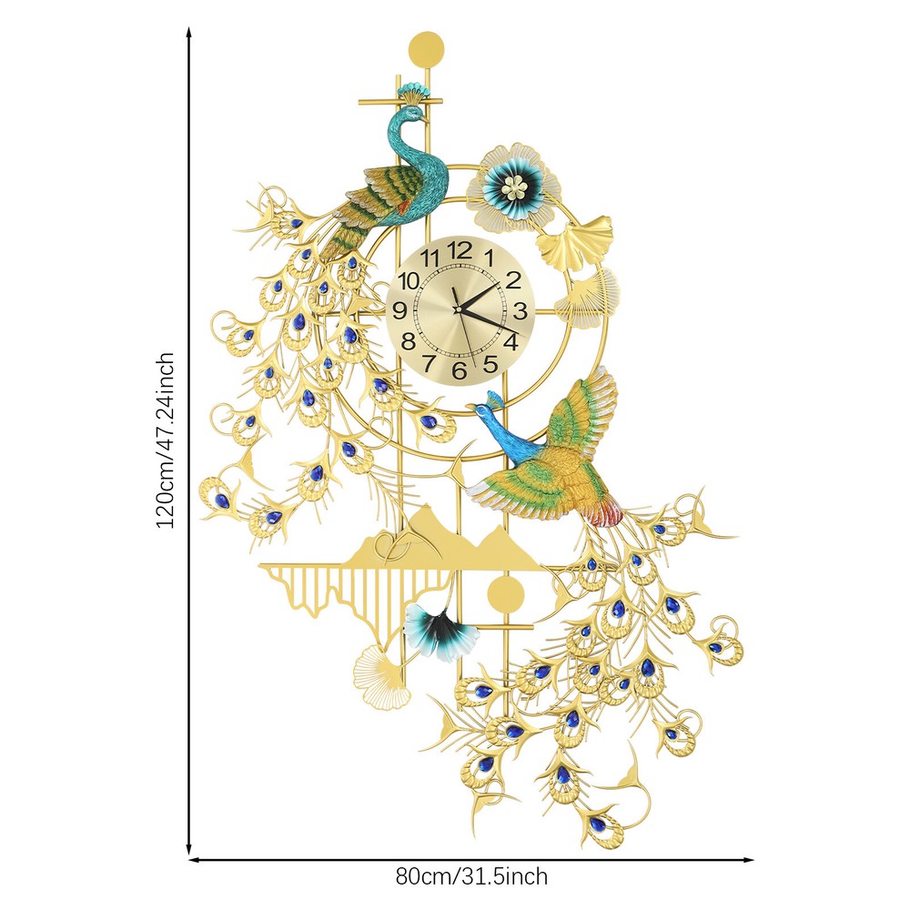 Peacock Wall Clock Wall-mounted Wall Clock Quartz Movement Colorful Wall Clock