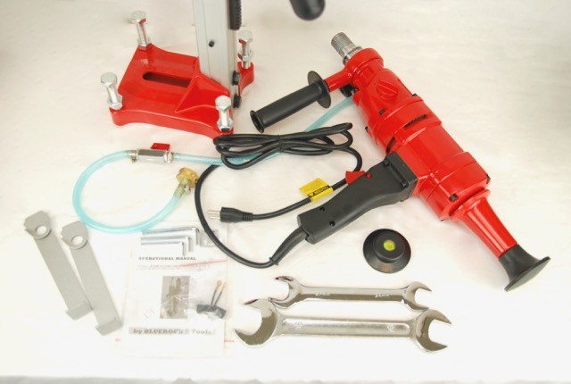 BLUEROCK ® TOOLS 4Z1WS CONCRETE CORING DRILL 2 SPEED W/ STAND & 2 CORE BITS