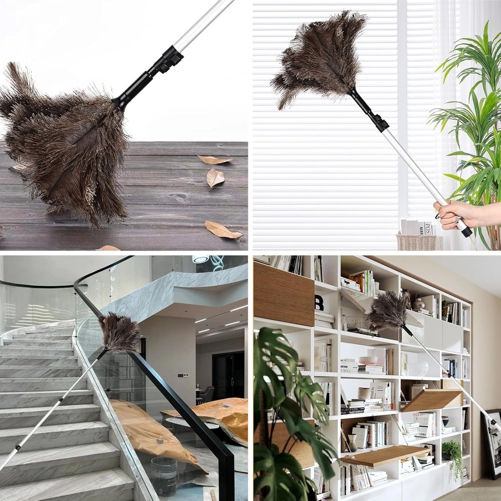 Extendable Natural Ostrich Feather Duster