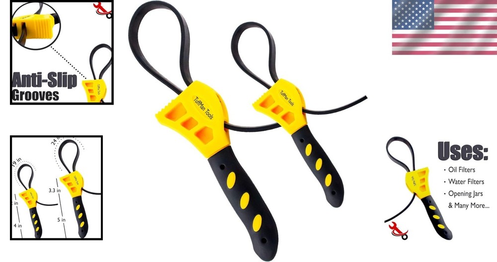 Slim Profile Strap Wrenches - Pack of 2