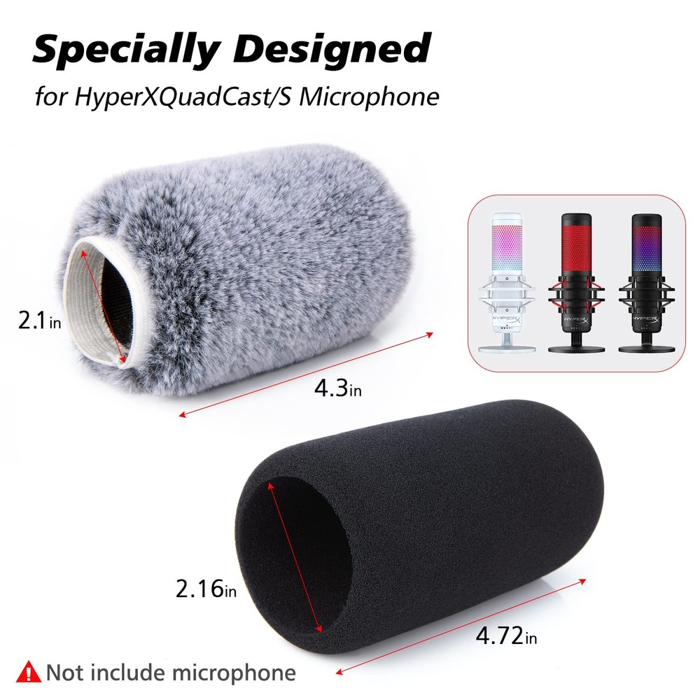 HyperX QuadCast Pop Filter Foam Cover - 2 Pack Windscreen Muff