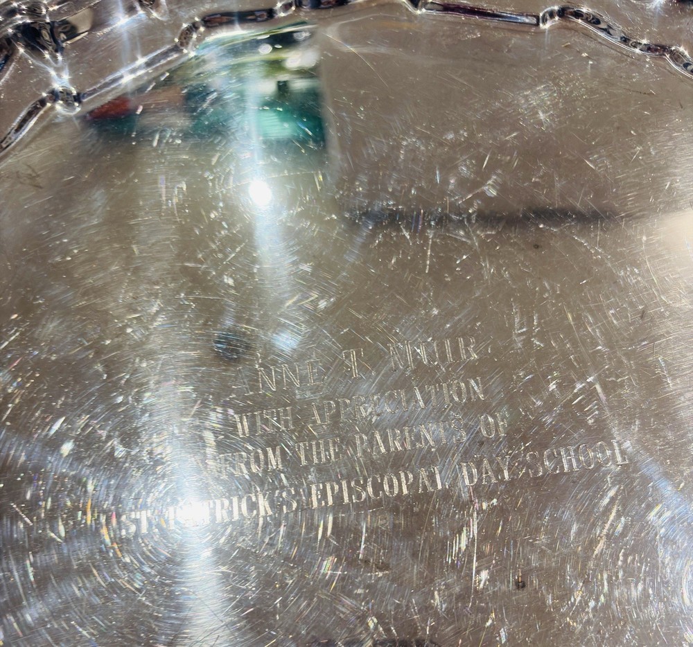 Reed & Barton Silverplate Chippendale Tray Engraved St. Patrick 14”