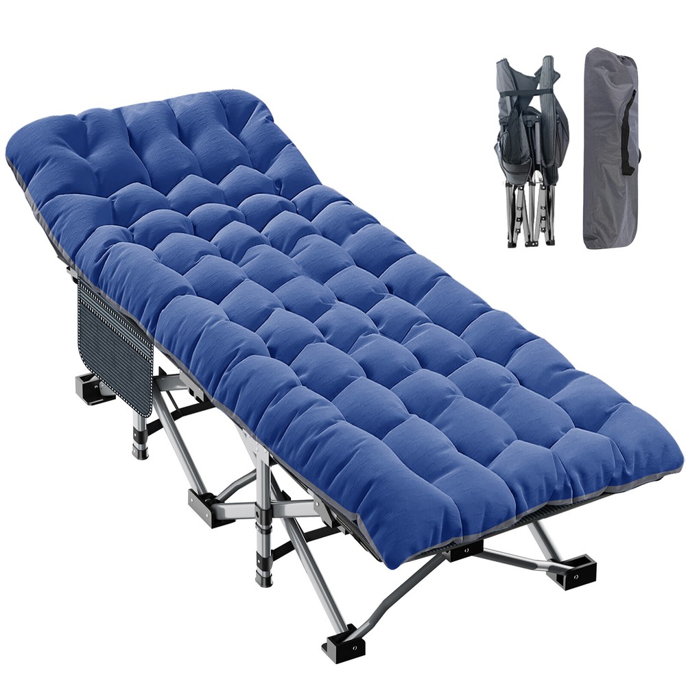 NAIZEA Extra-Wide Folding Camping Cot, Quiet Sleeping Cot With Side Pocket XXL