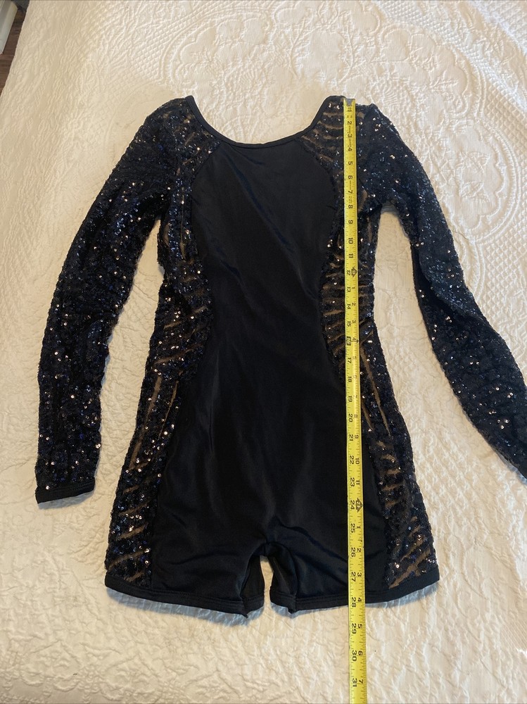 curtain call dance costume black sequin size Ame
