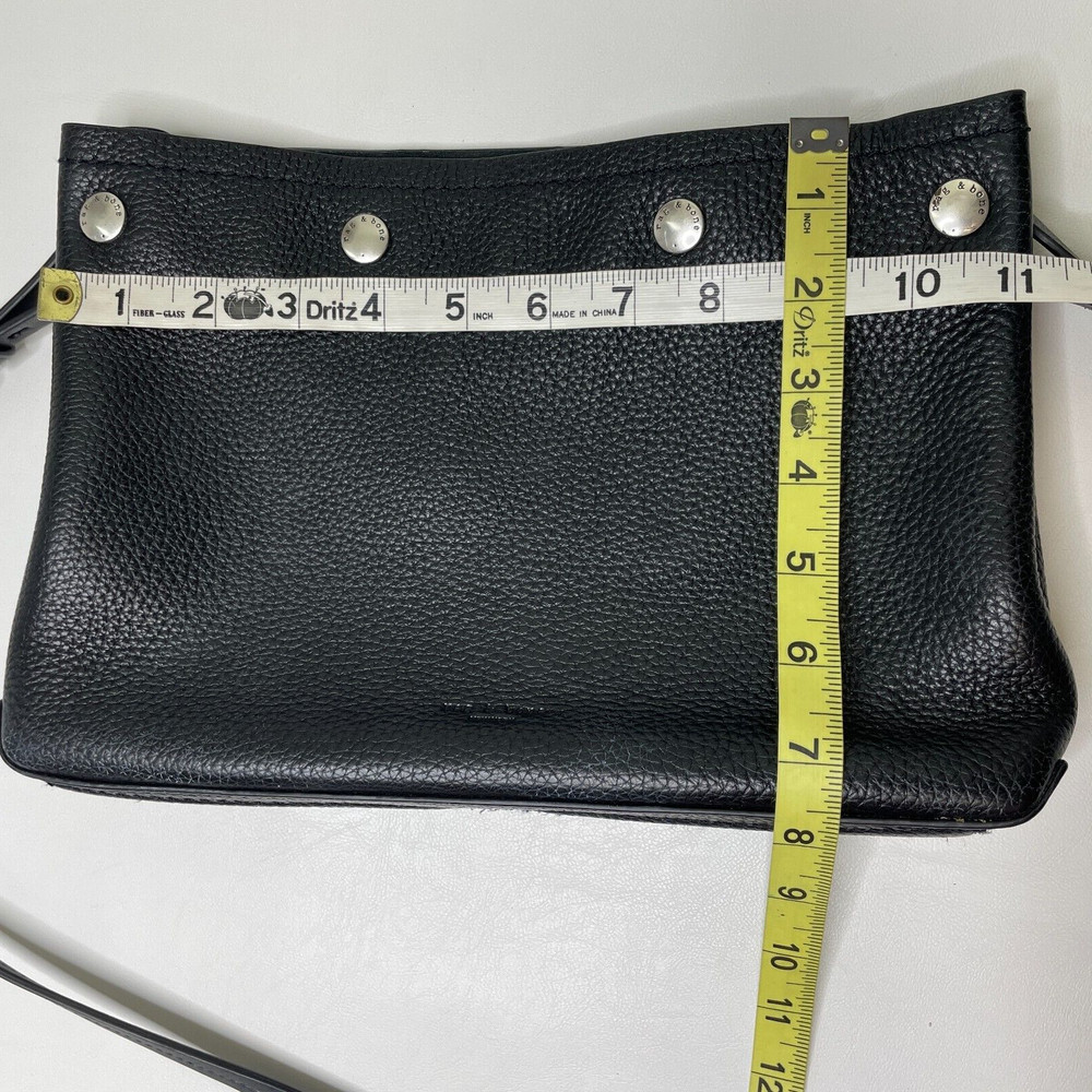 Rag & Bone Compass Snap Crossbody Purse Bag Black leather Adjustable Strap