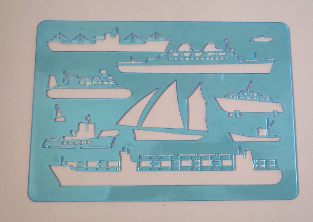 VINTAGE PLASTIC DRAFTING CURVES. SHIPS. SOVIET STENCIL. RARE