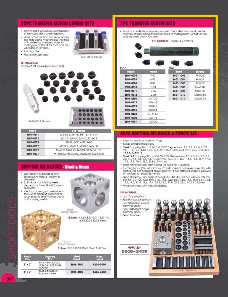 7 PIECE TRANSFER SCREW SET 10-32 (3601-0011)