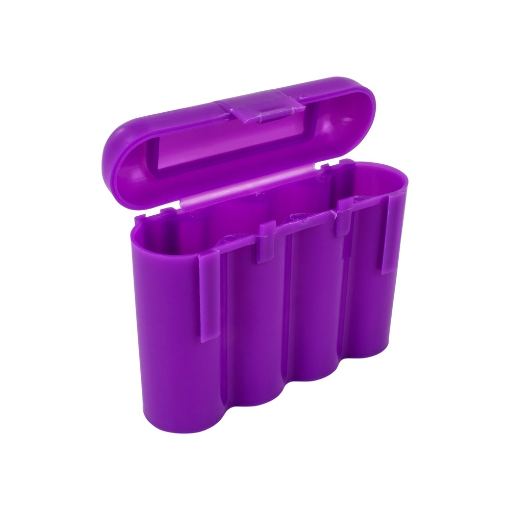 Six (6) EBC Battery AA AAA Purple Plastic Battery Storage Case Holder Box