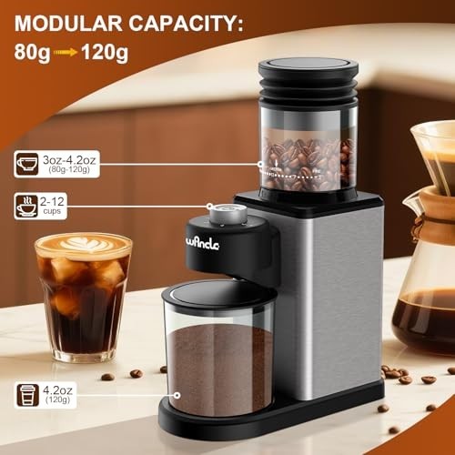 Conical Burr Coffee Grinder, Coffee Bean Grinder with Adjustable Grind Settings