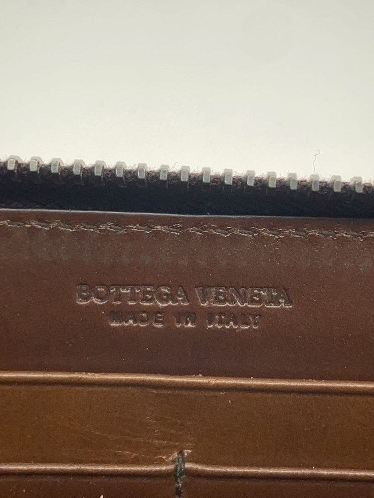 BOTTEGA VENETA Long Wallet Leather Brown Solid Men's