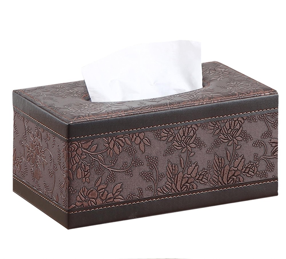 Leather Tissue Box Cover Rectangle,Tissues Holder A Retro-embroidery