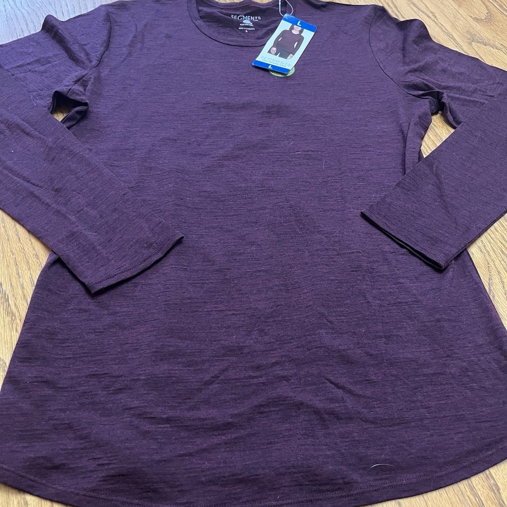 NWT Segments Large Purple Pure New Wool Pullover Base Layer