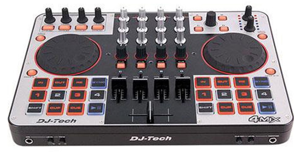 DJ-Tech - 4MIX - 4-Channel Controller w/ Audio Interface + Virtual DJ LE