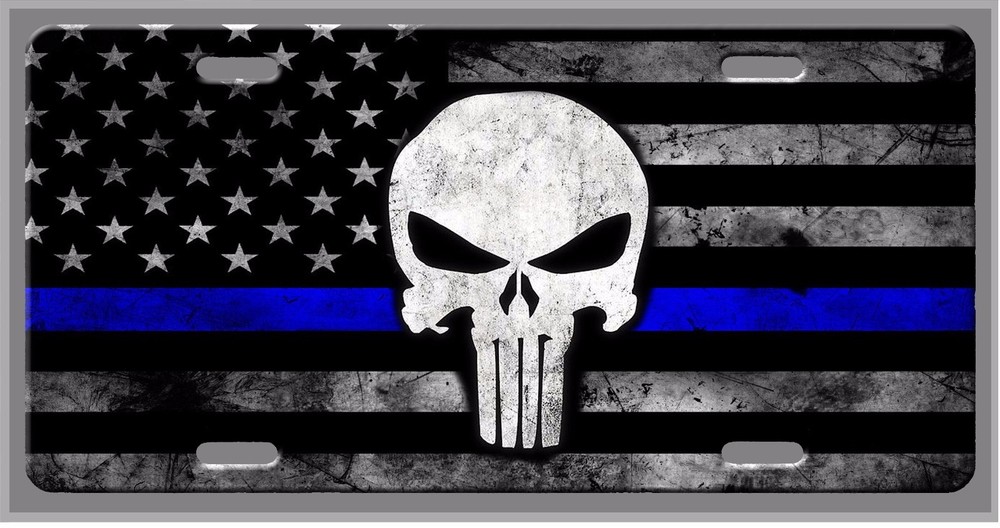 Thin Blue Line Police Car Vanity Tag - License Plate