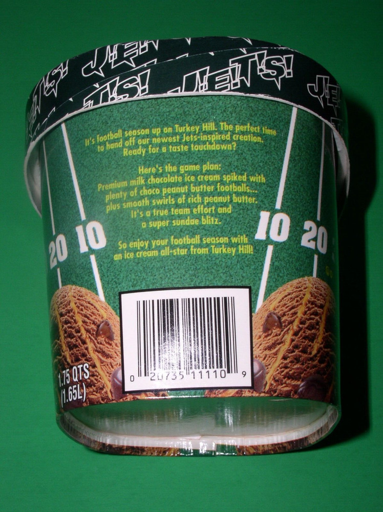 NY JETS Turkey Hill Sundae Blitz Ice Cream "EMPTY" Container Nice Display Piece!