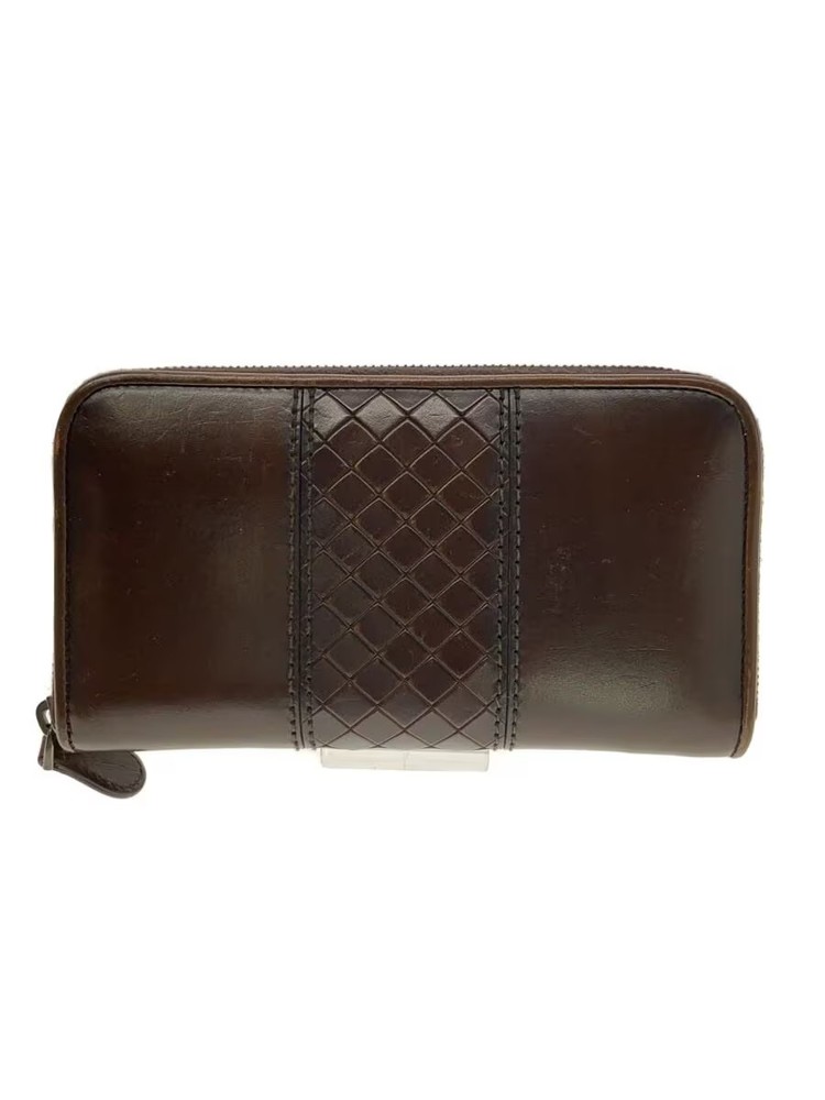 BOTTEGA VENETA Long Wallet Leather Brown Solid Men's