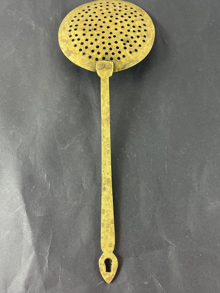 Vintage Brass Oval Ladle Strainer Spoon