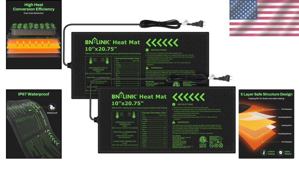 Plant Heating Pad for Seed Germination - 10x20.75" 2 Pack
