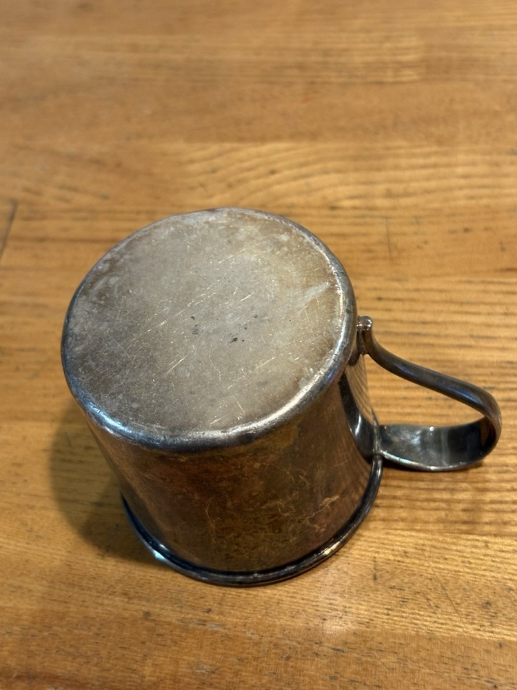 Vintage Silver Plated Child’s Cup. One Ornate Handle.