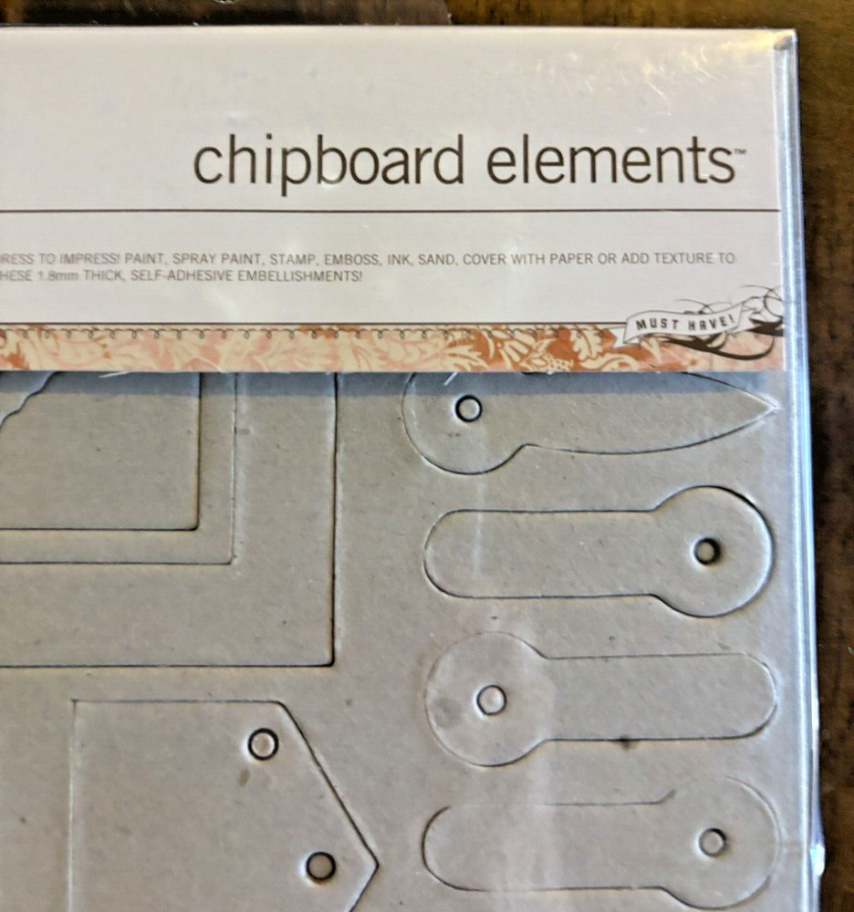Basic Grey Blank Chipboard Elements Undressed 73 Pieces Die Cut Set Scrapbooking