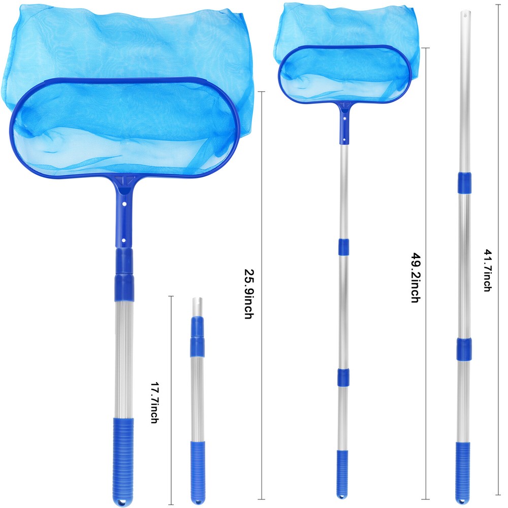 Pool Cleaning Tool Leaf Skimmer Flat Deep Bag Rake Net Leaves Mesh Pole Net Kits
