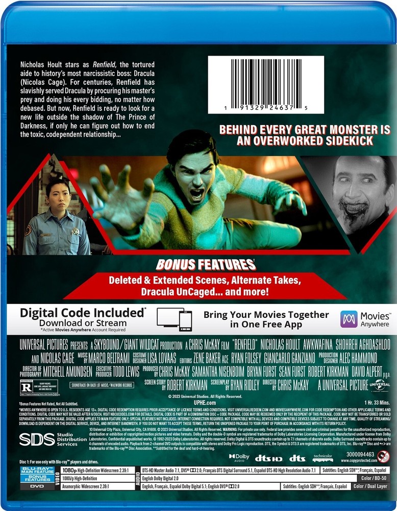 Renfield Blu-ray Nicholas Hoult NEW