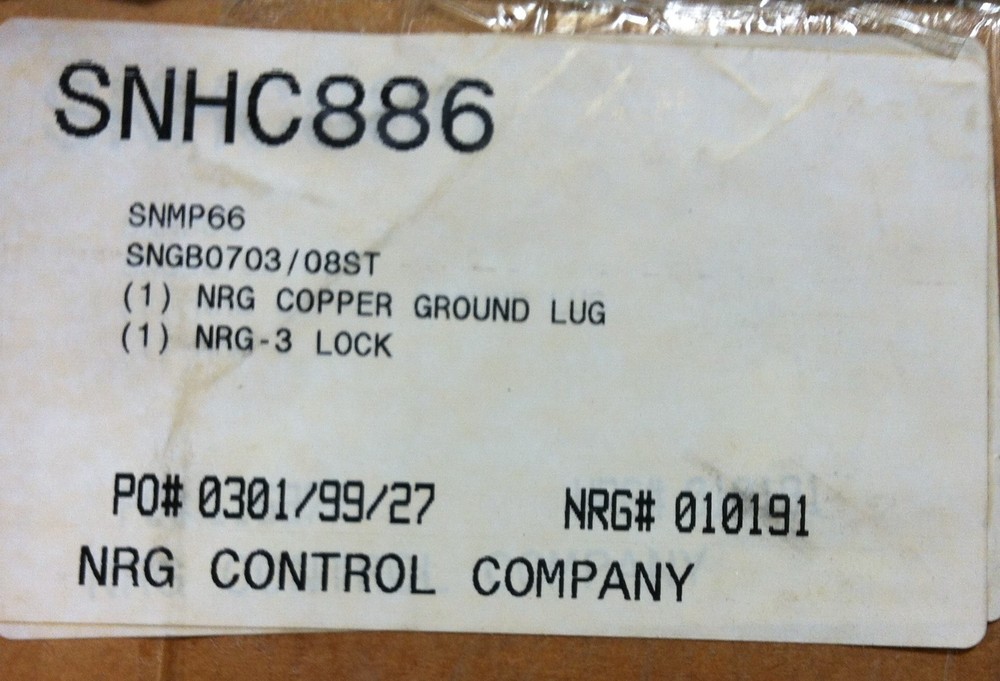 NRG CONTROL CO SNHC886 Service box (NO KEY)